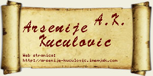 Arsenije Kuculović vizit kartica